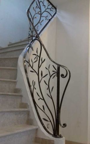 Rampe escalier fer forgé en rameau d'olivier, atelier Fer et Matières, Eric Litschky