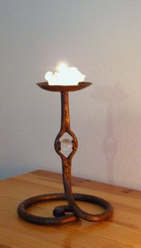 Iron candlestick with quartz